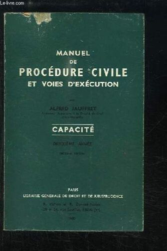 Manuel De Procédure Civile Et Voies D'exécution - Capacité, 2g Année