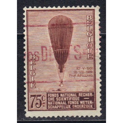 Belgique 1932 : Ascensions Du Professeur Piccard Dans La Stratosphère - Timbre 75 C. Brun Oblitéré