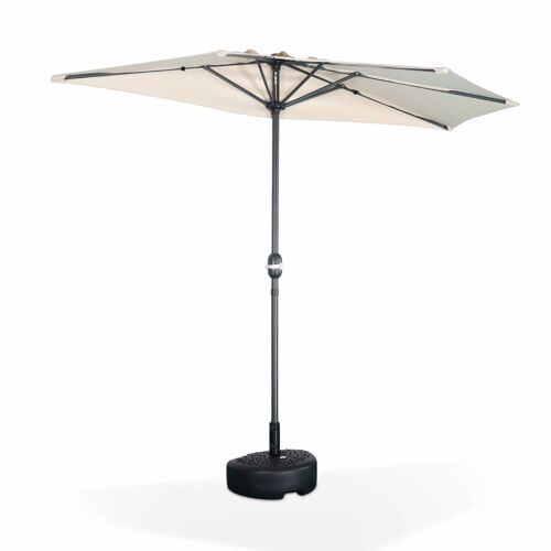 Parasol De Balcon Ø250 Cm - Calvi - Demi-Parasol Droit. Mât En Aluminium Avec Manivelle