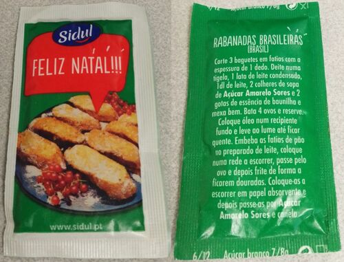 Portugal Sachet Sucre Sugar Sidul Rabanadas Brasileiras Brésil Feliz Natal