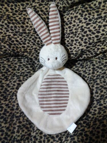 Doudou Plat Lapin Rabbit Dermactive Beige /Crème /Écru Marron Rayé