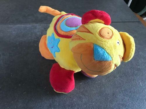 Doudou Tigre Musical Bawi Jaune Rouge Étoile Rose.. Multicouleur