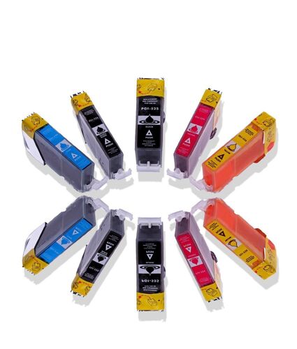 Lot de 10 Cartouches d'encre avec puce compatible pour PGI 525 / CLI 526 pour Canon Pixma MG 5150, MG 5200, MG 5250, MG 5350, MG 6150, MG 6220, MG 6250, MG 8150, MG 8220, MG 8250