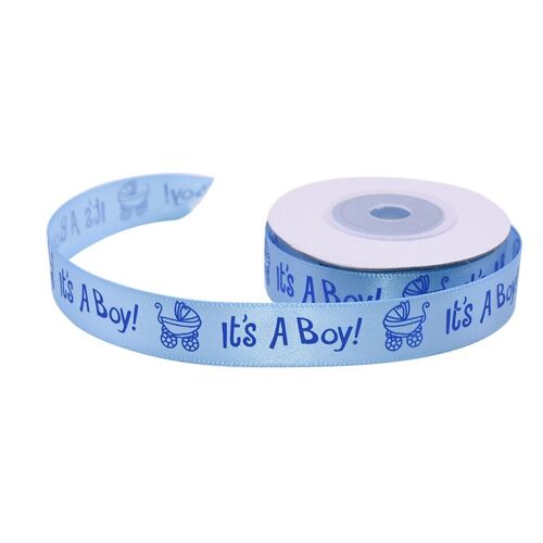 10 Yards 1.5cm bébé douche décor c'est un garçon/fille ruban rose bleu Satin rubans bricolage cadeau emballage fournitures fête d'anniversaire décor