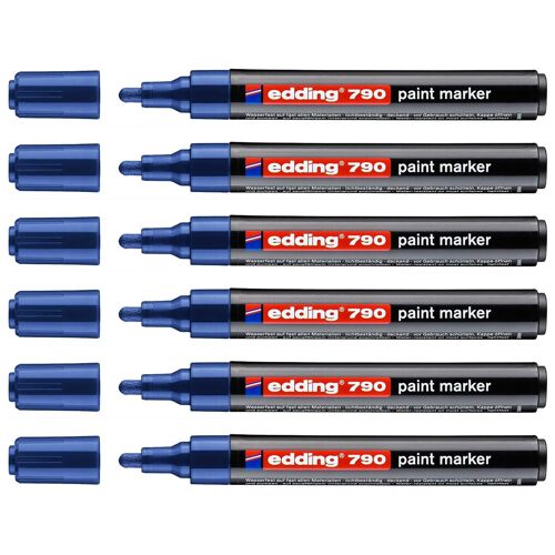 Edding Lot De 6 Marqueurs Peinture 790 Bleu Pointe Moyenne 2-3 Mm