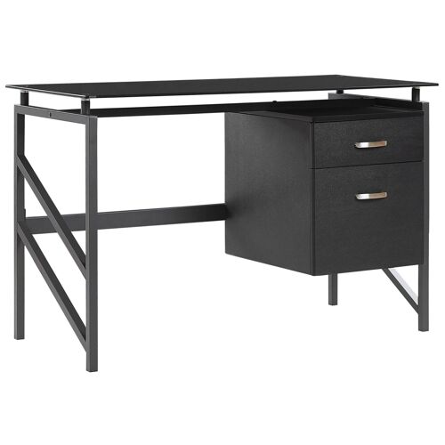 Bureau plateau en verre noir 117 x 57 cm MORITON