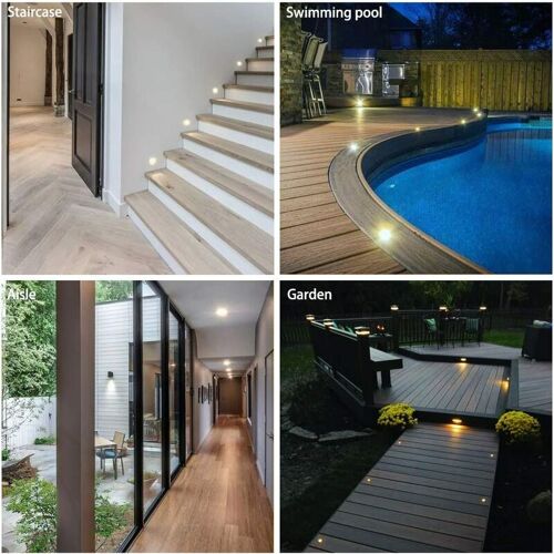Lot De 10 Spots Led D'extérieur Résistants À L'eau Ip67 32 Mm 3000 K Blanc Chaud Dc 12 V Décor Encastré Pour Escaliers, Terrasses, Piscines, Lumières De Sécurité Pour Chemin Paysage