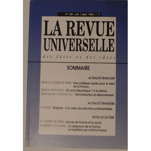 La Revue Universelle Des Faits Et Des Idées 185