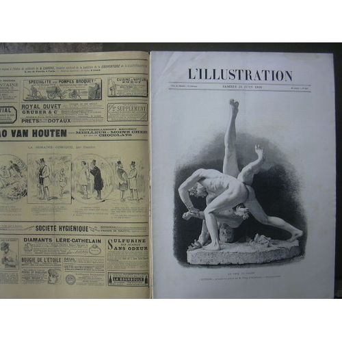 Le Prix Du Salon: Lutteurs,Groupe En Plâtre De Félix Charpentier, Gravure.