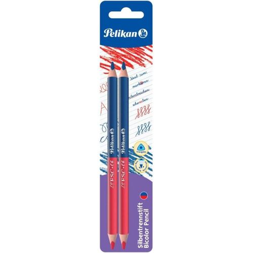 Pelikan Crayon Bicolore Gros, Rouge/Blau, Carte Blister De 2