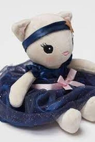 Doudou Peluche Chat Robe Bleu Nuit Paillettes Dorees Ballerine Danseuse Animal Jouet Bebe H&m