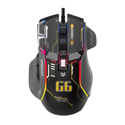 Souris de jeu, éclairage 12 RVB, 6 DPI réglables, taux de rafraîchissement 7000 Le noir