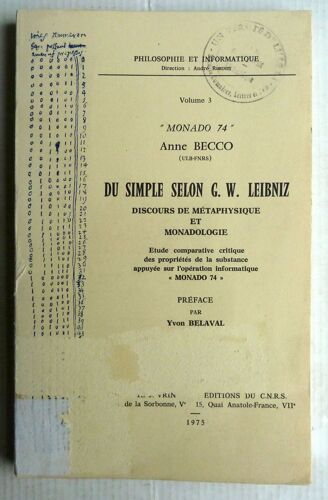 Du Simple Selon G.W - Leibniz, Discours De Métaphysique Et Monadologie - Étude Comparative Critique Des Propriétés De La Substance, Appuyée Sur L'opération Informatique Monado 74