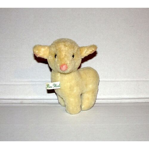 Agneau Mouton Peluche Pure Wool Laine Yeux Verre