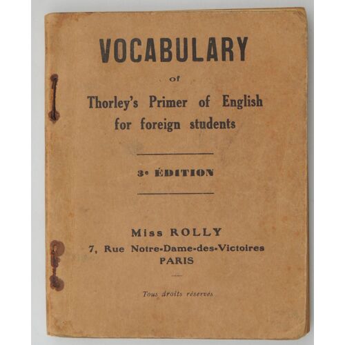 Vocabulary Of Thorley's Primer Of English For Foreign Students