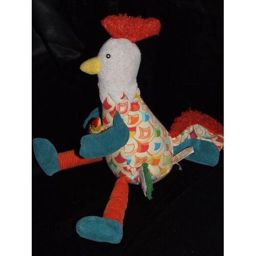 Coq Poule Ebulobo Doudou Musical Boite A Musique Peluche Multicolore De 30 Cm