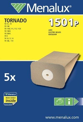 Menalux 1501 P Lot De 5 Sacs En Papier Pour Aspirateurs Tornado