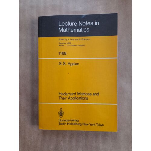 Livre Mathématiques Hadamard Matrices And Their Applications, Agaian, Springer 1980 3-540-16056-6