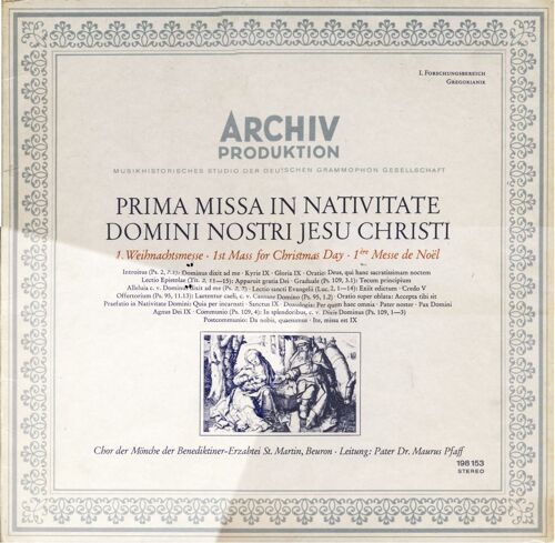Prima Missa In Nativitate Domini Nostri Jesu Christi (1ère Messe De Noël ; 1st Mass For Christmas ; 1 Weihnachtsmesse) (Archiv Produktion 198153)