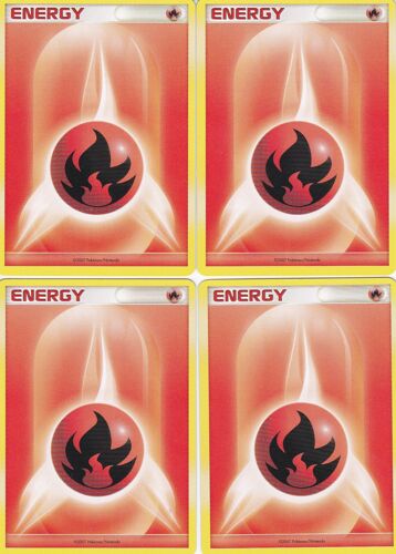 4 Cartes Pokemon - Energy - Feu - 2007 - Pokemon/Nintendo