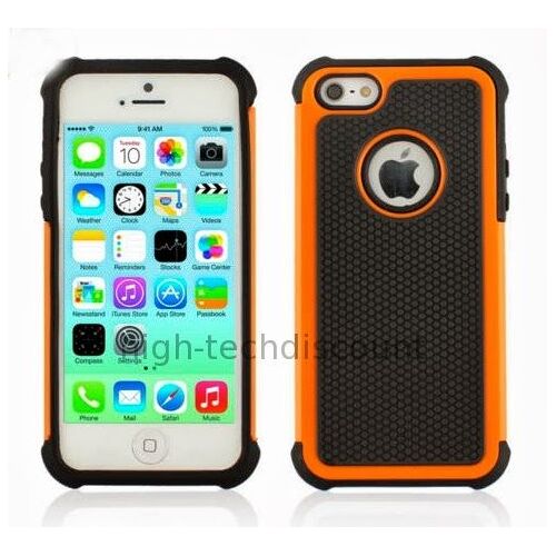 Housse etui coque anti choc rigide pour Apple iPhone 5C + film ecran - ORANGE