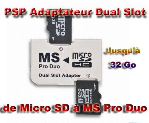 Adaptateur Dual Slot Micro Sd À Pro Duo Pour Psp
