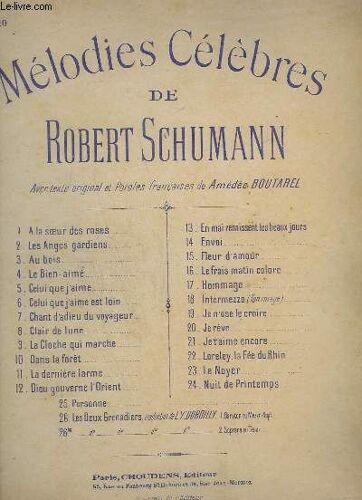 Melodie Celebres - N°20 : Je Reve - Piano Et Chant.