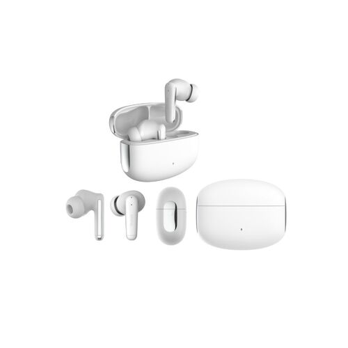 Ecouteurs sans fil WE - Bluetooth 5.3, batterie intégrée 37mAh (autonomie de 5.5h) + Boitier de recharge 500mAh, ANC (réduction de bruit active)+2 micro ENC, blanc