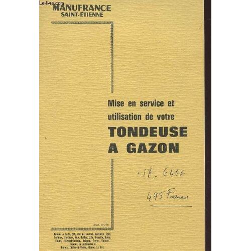 Plaquette De Mise En Service De Votre Tondeuse A Gazon (Mod.10796).