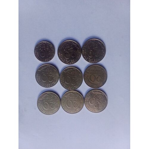 7 Pièces De 20 Centimes De 1997