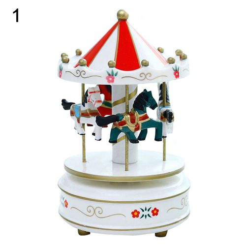 Boîte À Musique Cheval Carrousel Romantique, Jouet Artistique En Bois, Boîte À Musique Carrousel Scvd889