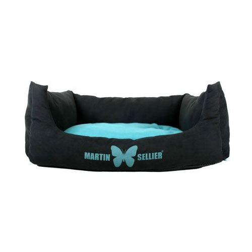 Corbeille Domino Suédine Noir Et Turquoise 110x85 Cm