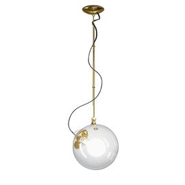 Artemide Lampe À Suspension Miconos Suspension (Diffuseur Cristal, Structure Laiton Satiné - Verre Soufflé, Acier)