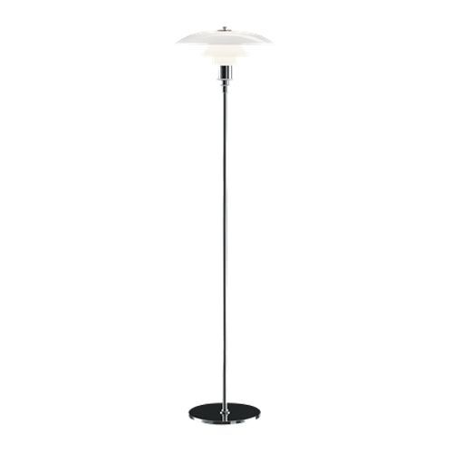 Louis Poulsen Lampadaire Ph 3 1/2 - 2 1/2 (Chrome Extra Brillant - Verre Opalin Et Acier)