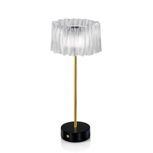 Slamp Lampe De Table Accordeon Battery (Prisme Et Laiton Avec Base Noire - Lentiflex)
