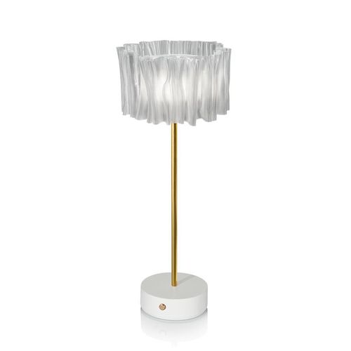 Slamp Lampe De Table Accordeon Battery (Prisme Et Laiton Avec Base Blanche - Lentiflex)