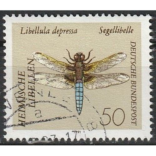 Allemagne, Timbre Oblitéré. Libellula Depressa (Libellule À Ventre Plat) 1991 N° 1373