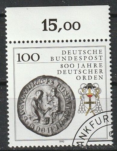 Allemagne, Timbre Oblitéré Avec Bord De Feuille. 800 Ans Chevaliers Teutoniques 1190-1990 N° 1283