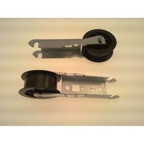 Lot de 2 galets poulies tendeurs et supports Sèche-linge (06017597 40004610 CANDY HOOVER FAGOR FAGPR VESTEL ZEROWATT)
