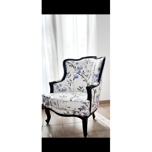 Fauteuil Bergère Louis Xv Bois Massif Motif À Fleurs