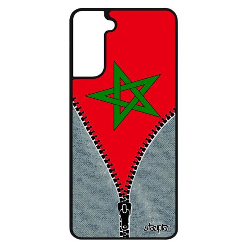 Coque Galaxy S21 En Silicone Drapeau Maroc Marocain Coupe D'afrique De Protection Jeux Olympiques Football Design Jeans Case Samsung