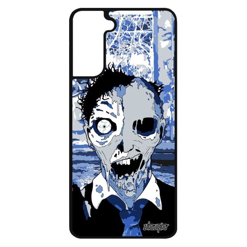 Coque silicone pour Galaxy S21 zombie housse ville horreur squelette personnalisé ruine fin du monde immeuble aluminium noir Samsung