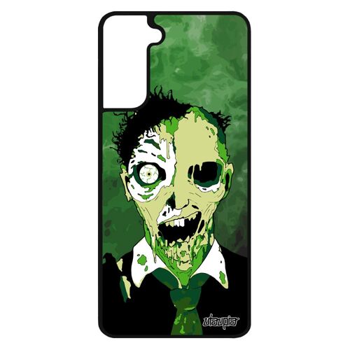 Coque Samsung Galaxy S21 silicone zombie halloween effrayant brouillard case horreur spectre Vert metal apocalypse gore fumee de
