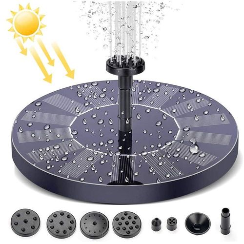 Fontaine Solaire Extérieur 1.4w, Pompe Bassin Solaire Avec Batterie Et 6 Buses, Pour Bain D'oiseaux Aquarium Jardin Fontaine