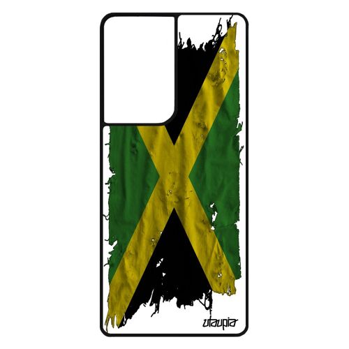 Coque silicone S21 Ultra drapeau jamaique jamaicain noir basket rasta reagge football ragga foot tissu TPU jo unique Samsung galaxy
