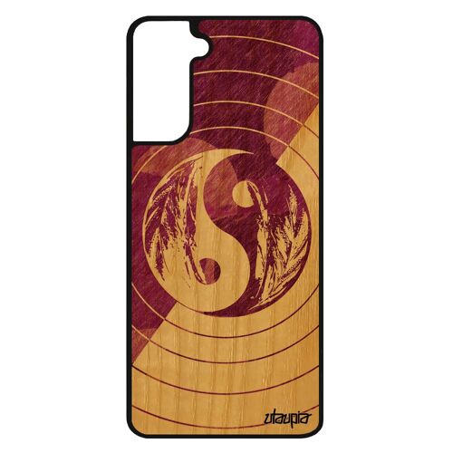 Coque telephone pour Samsung S21+ Plus bois silicone Yin et Yang 4G etui bien & mal pastel asie case couleur Violet bulle zen galaxy