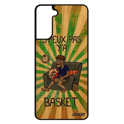 Coque Galaxy S21+ Plus en bois naturel veritable silicone j'peux pas y'a basket original jpeux texte 4G humour vert je vrai Samsung