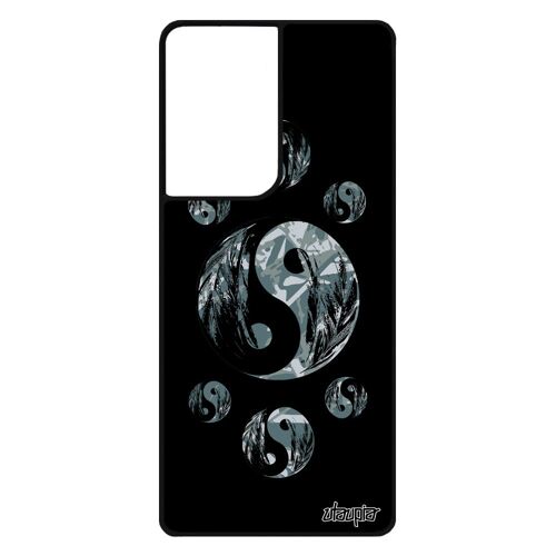 Coque Pour S21 Ultra Silicone Yin Et Yang Metal Cadeau Fete Des Peres Plume Gris Antichoc 4g Design Imprimé Portable Samsung Galaxy
