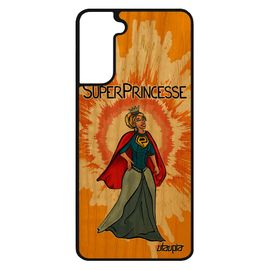 Coque Super Princesse Samsung Galaxy S21 Bois Silicone Comics Drole Femme Orange Humoristique Bd Rigide Portable Bumper Heros Humour