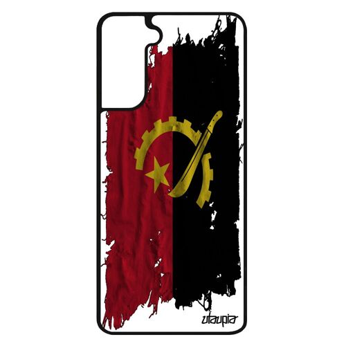 Coque Galaxy S21+ Plus silicone drapeau angola angolais noir jo basket foot tissu jeux olympiques Coupe d'afrique football Samsung